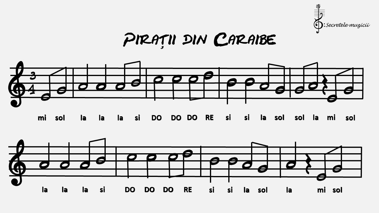 Piratii din Caraibe - note muzicale de colorat - secretele muzicii